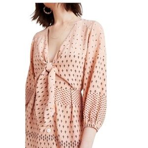 Faithfull the brand Anthropologie Trinidad boho mini dress pink peach 4, tie top